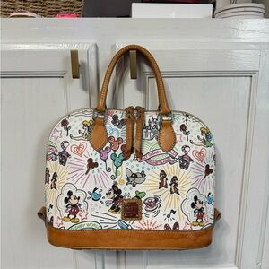 Dooney & Bourke White and Brown Satchel with Disney Design